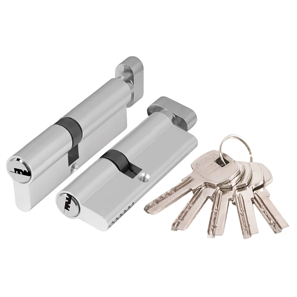 Фото Цилиндровый механизм (AX202/60) AX2002Knob60 (25+10+25) CP хром с вертушкой