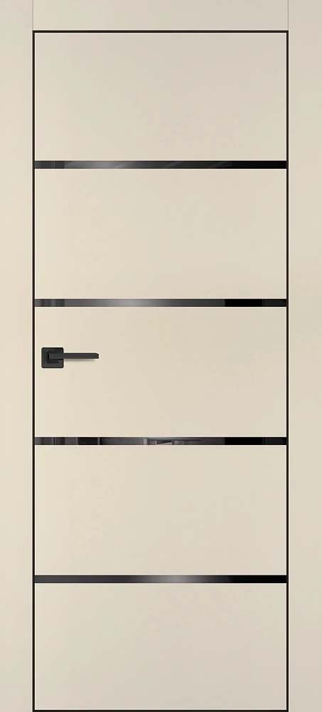 Фото Межкомнатная дверь PX-17 черная кромка с 4-х ст. Бежевый матовый