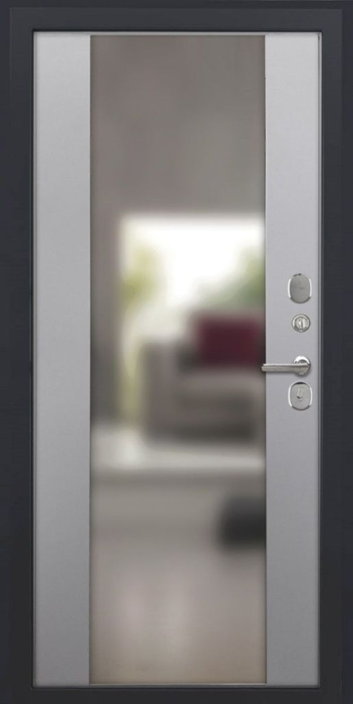 Входная дверь ДвериПРО L-Термо серебро Алиса (16мм, ПВХ софт грей, зеркало) DPRO195340 внутренняя сторона